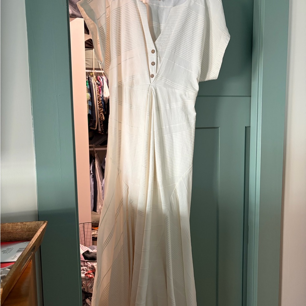 Free People Ivory Button-Front Maxi Dress